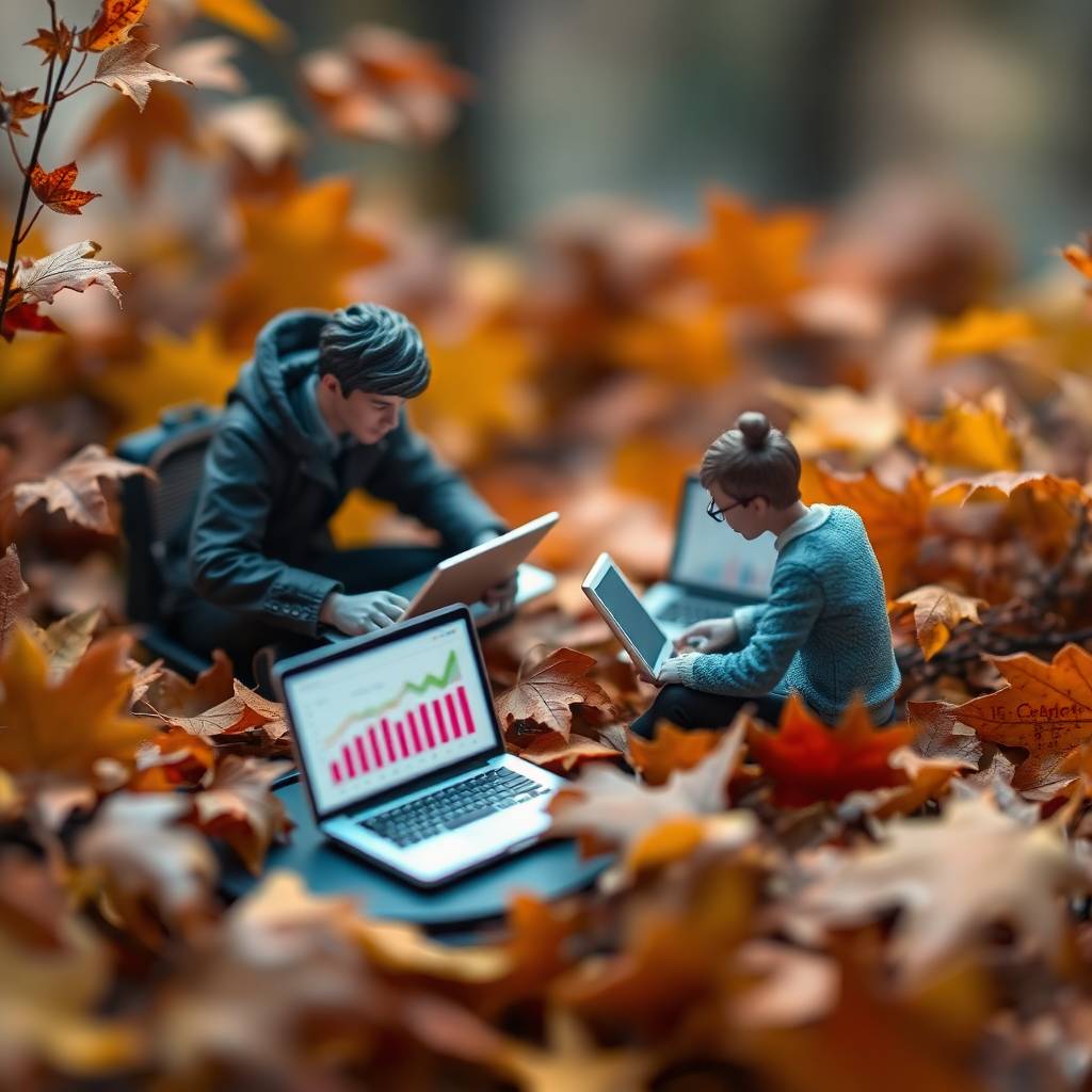 webasturias.click_ Espacio de trabajo futurista y otoñal en miniatura de ciencia ficción.