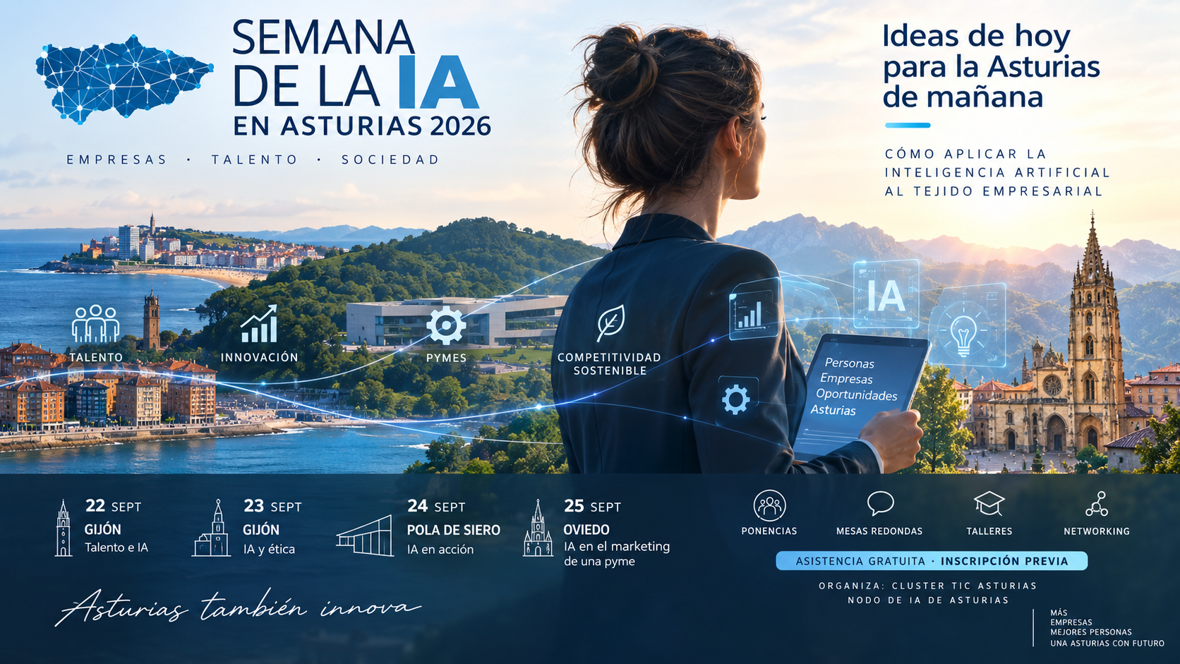 Semana de la IA en Asturias 2026, del 22 al 25 de septiembre en Gijón, Siero y Oviedo
